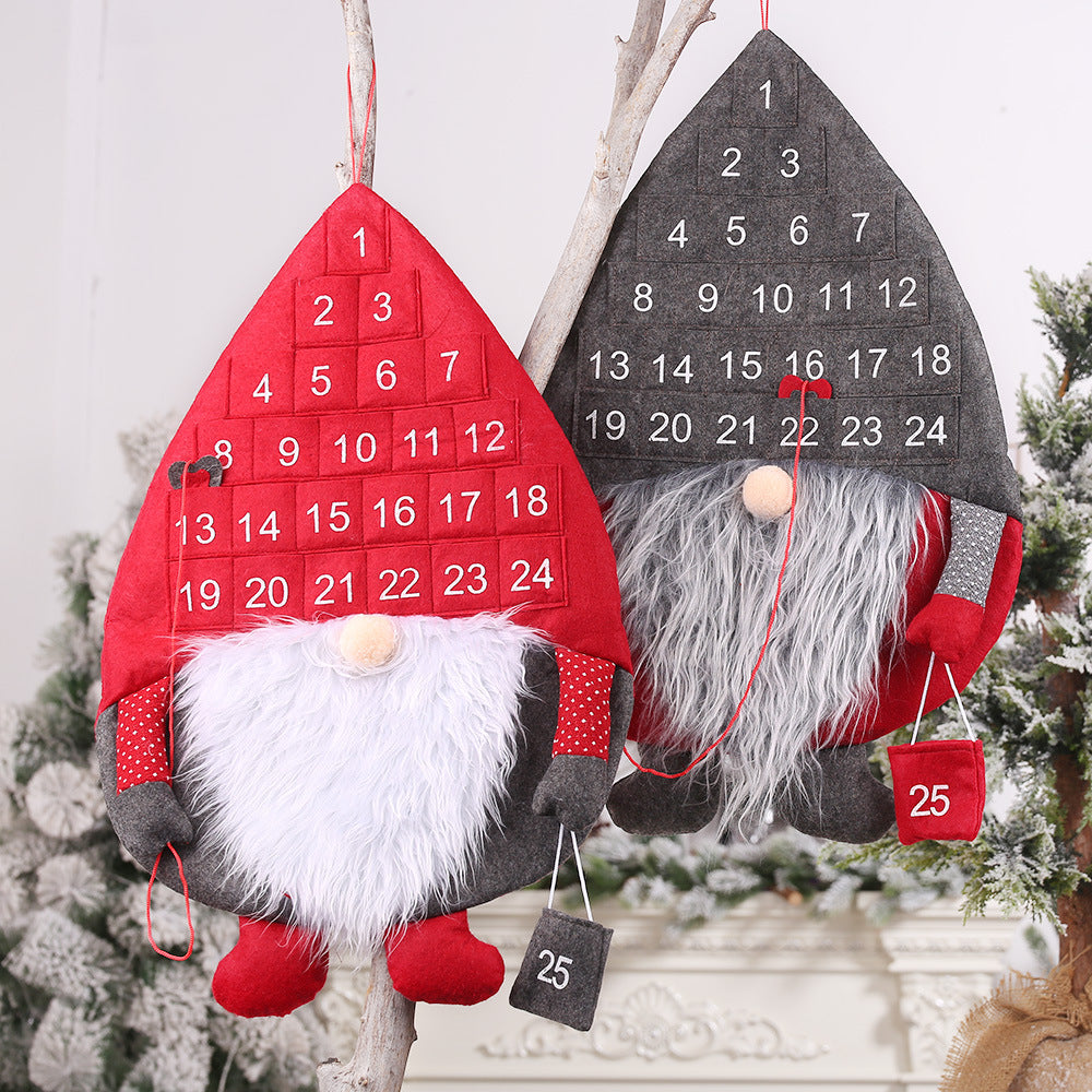 Christmas Decorations Red/Grey Hat Gnome Countdown Calendar