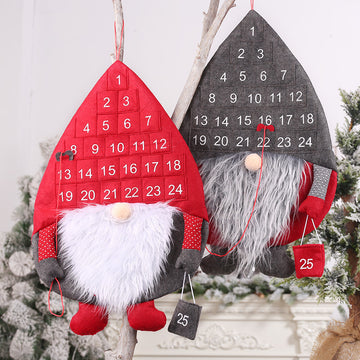 Christmas Decorations Red/Grey Hat Gnome Countdown Calendar
