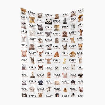 Personalized Animal Collection Flannel Blanket