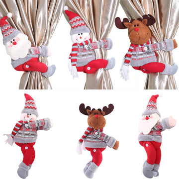 Christmas Home Decoration Reindeer/Santa/Snowman Cartoon Doll Door Curtain Buckle Holiday Window Ornaments