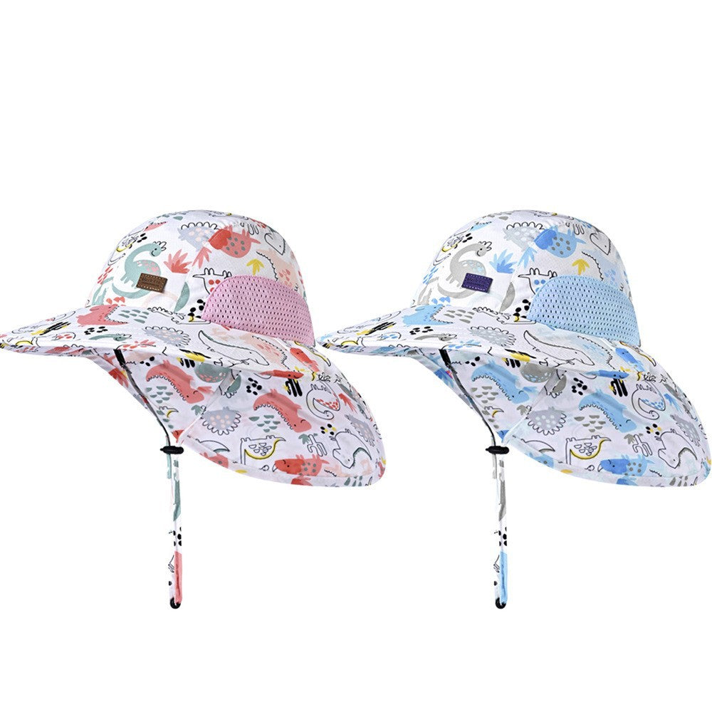 UPF 30+ Jungle Dinosaur Print Kids Bucket Hat