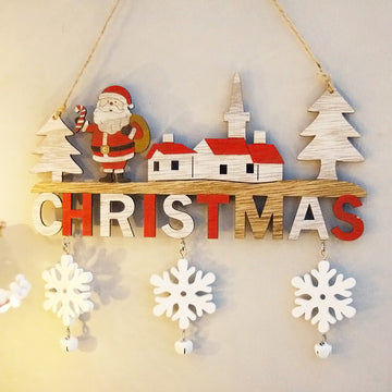 Christmas Decorations Elk Santa Snowman Wooden Door Pendants Home Restaurant Crafts Christmas Gifts
