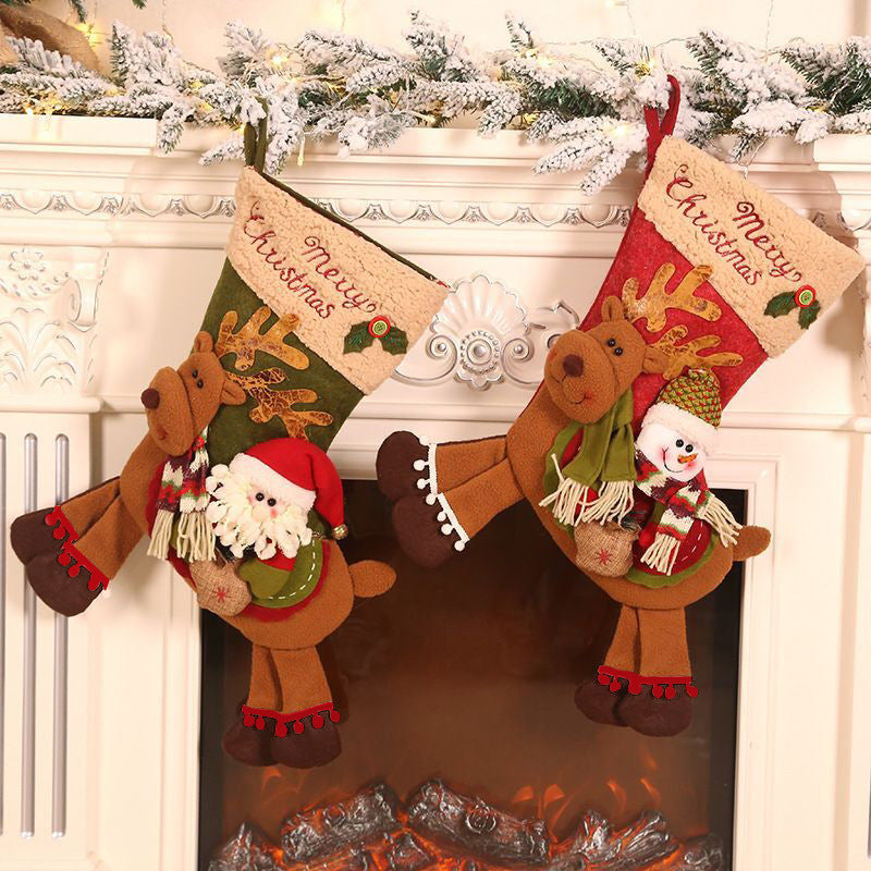Christmas Decoration Santa/Snowman Riding Deer Christmas Socks Candy Bags