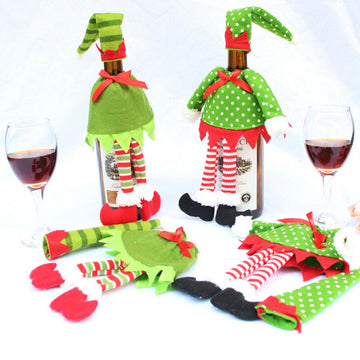 Christmas Decoration Supplies Polka Dot Stripe Red Wine Bottle Cover Bags