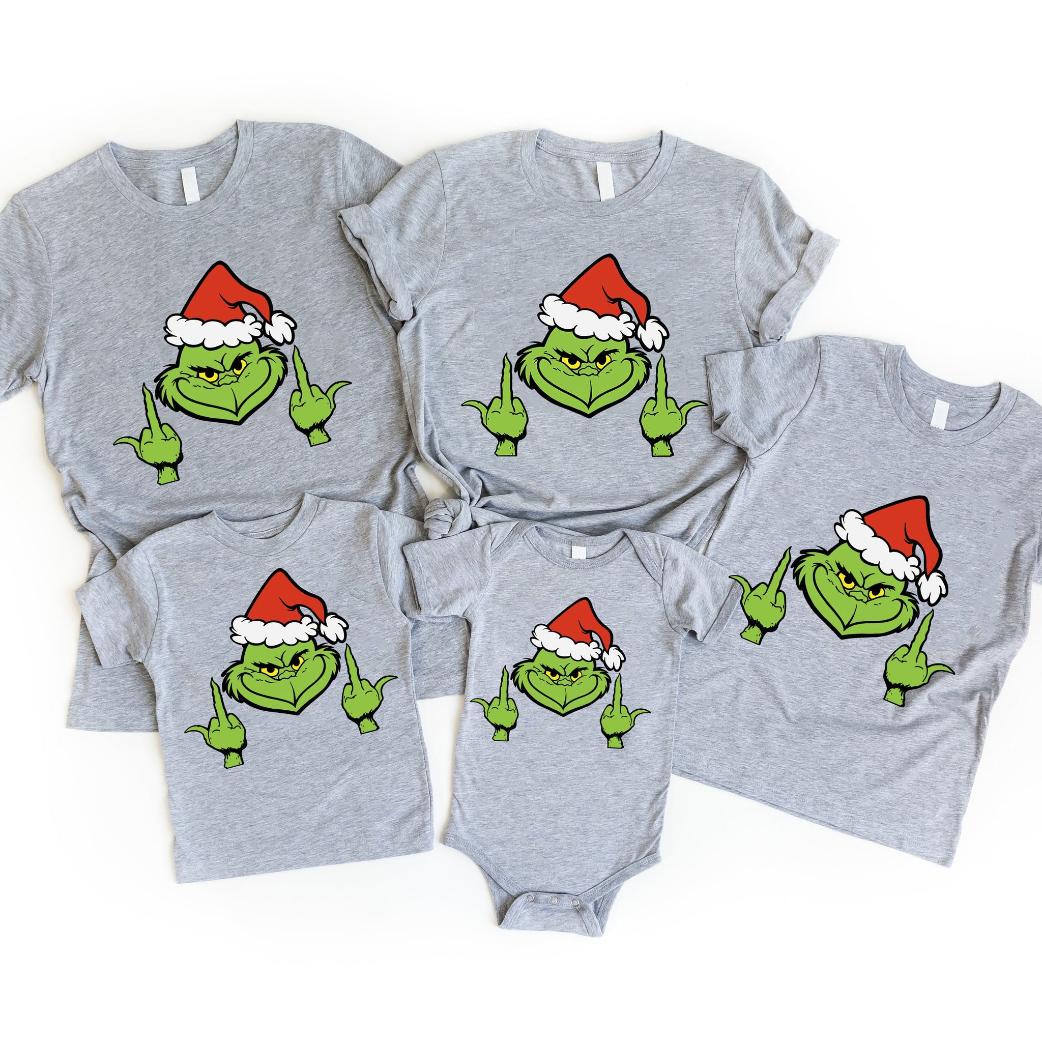 Pattern Family Christmas Matching Pajamas Tops Cute Gray Short Sleeve T-shirts With Dog Bandana