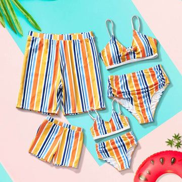 Striped printed parent-child split swimsuit