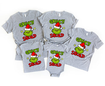 Family Christmas Matching Pajamas Tops Pattern Cute Gray Short Sleeve T-shirt And Dog Bandana
