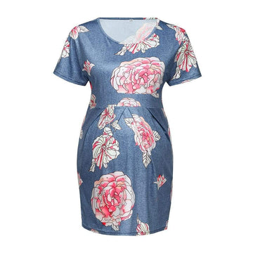 Stylish Floral Print Short-sleeve Maternity Tee