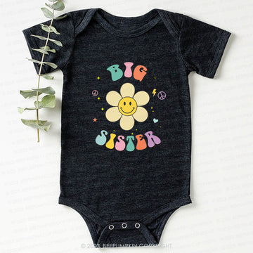 Personalized Smiley Face Flower Sibling Bodysuit For Baby