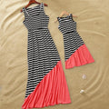 Stylish Striped Color-blocking Sleeveless Mommy and Me Maxi Dress in Black (2527451709524)