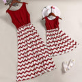 Mom and Me Trendy Sleeveless Wave Striped Dress (2536796094548)