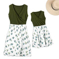 Mommy and Me Chic V-neck Cactus Charm Matching Dress (2550658138196)