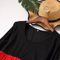 Black&Red Long-sleeve Stitching Striped Matching Dresses (3655980417108)