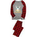 MERRY CHRISTMAS Antler Print Grey Top with Black and Red Plaid Pants Family Matching Pajamas Set JJF-005 (3671351656532)