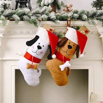 Cute Dog with Bone Christmas Stockings