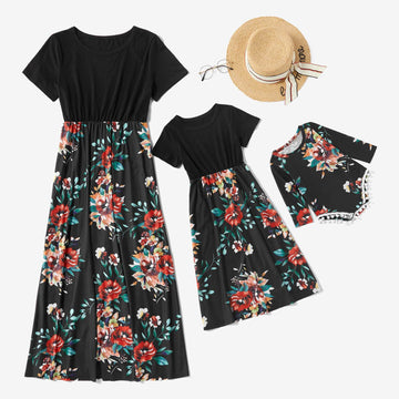 Sale！Cute Floral Print Mommy and Me Dresses