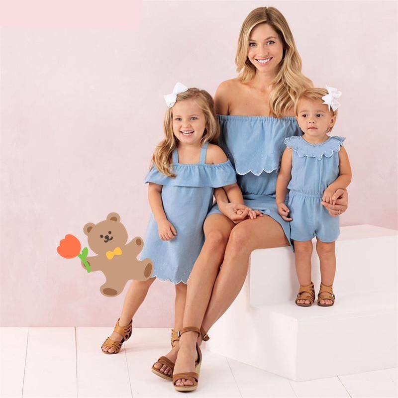 Sale！Mommy and me Lace Jumpsuit Dress Baby Romper Jumpsuits