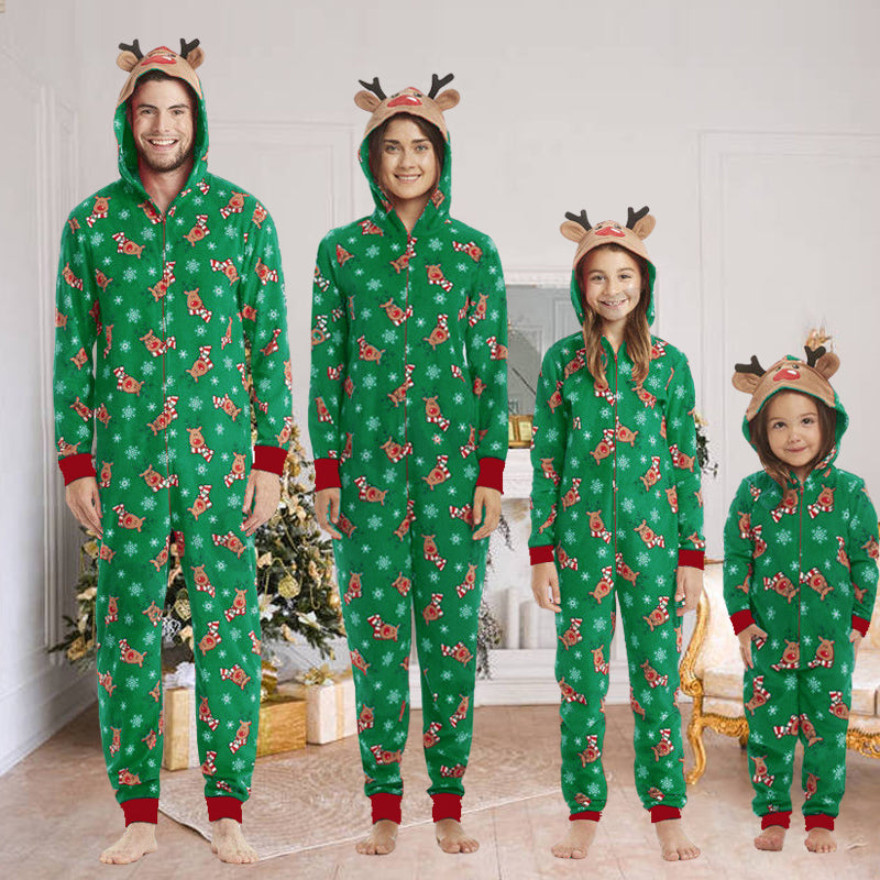 Reindeer Christmas Family Matching Onesie Green Pajamas – Chicmatchy