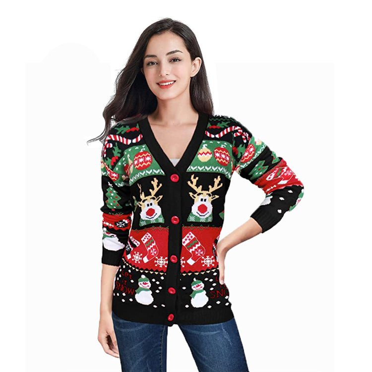 Ugly Christmas Sweater for Women Reindeer Sweaters Cardigan