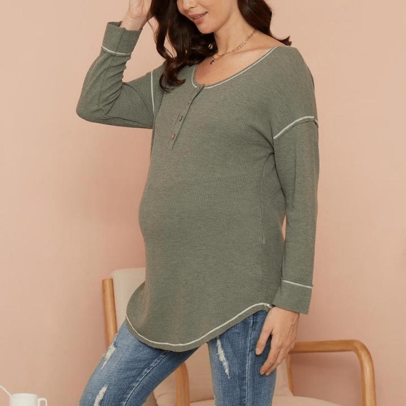 Maternity Round collar Plain T-shirt