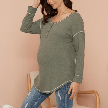 Maternity Round collar Plain T-shirt