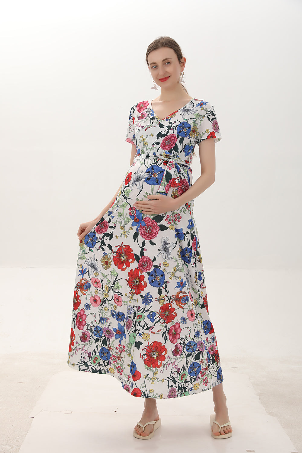 Allover Floral A-line Maternity Dress