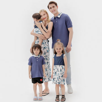 Family Matching Floral Print Dresses and T-shirts Sets