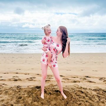 Flower Printed Off-shoulder Jumpsuits for Mommy and Me