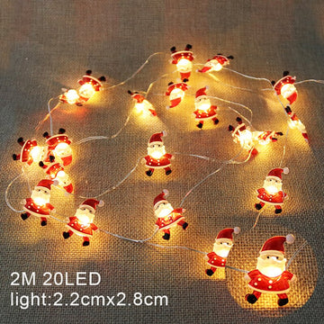 2M 20LED Santa Claus Snowflake Tree LED Light String Christmas Decoration for Home 2020 Christmas Ornament Xmas Gift New Year