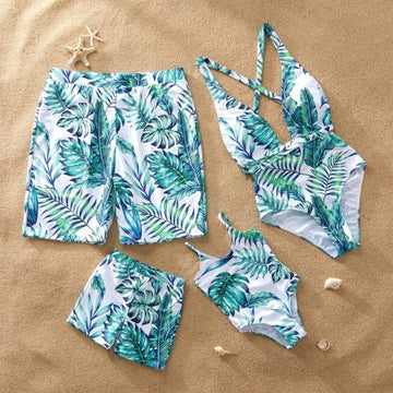 Plant Printing Parent-child One-piece Swimsuit