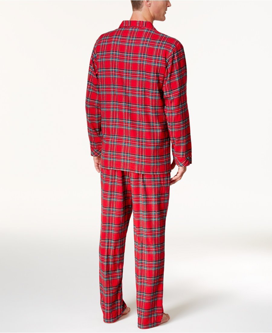 Christmas red plaid printed home pajamas (3662339833940)