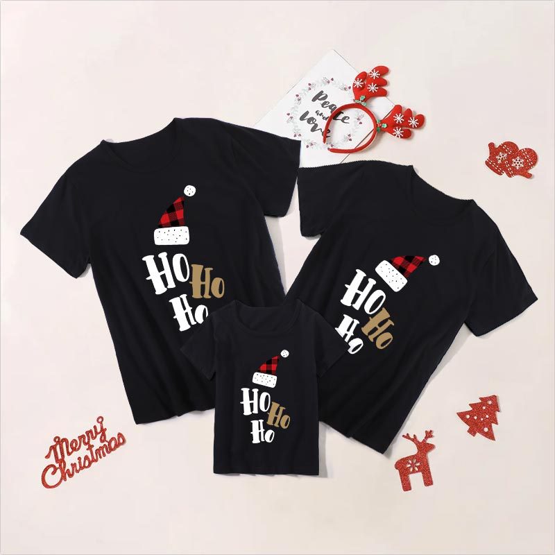 Christmas Letter & Hat Print Family Matching Tee