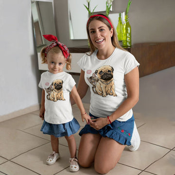 Mommy and Me 2022 Short Sleeve Dog Print T-Shirt