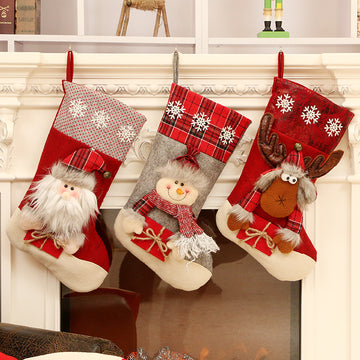 Christmas Ornaments Santa Snowman Elk with Scarf and Gift Box Christmas Socks Candy Bags