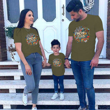 Family Matching T-Shirt Letter Print Short Sleeve Outfit