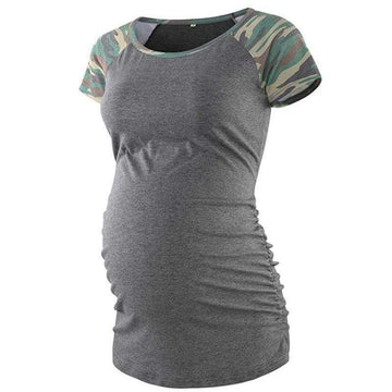 Casual Camo Print Short-sleeve Maternity Tee