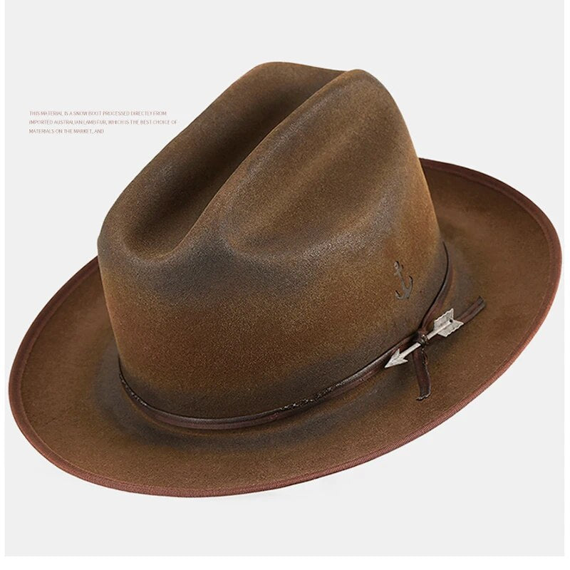 Wide Brim Fedora Hats Wool Felt Panama Rancher Hat