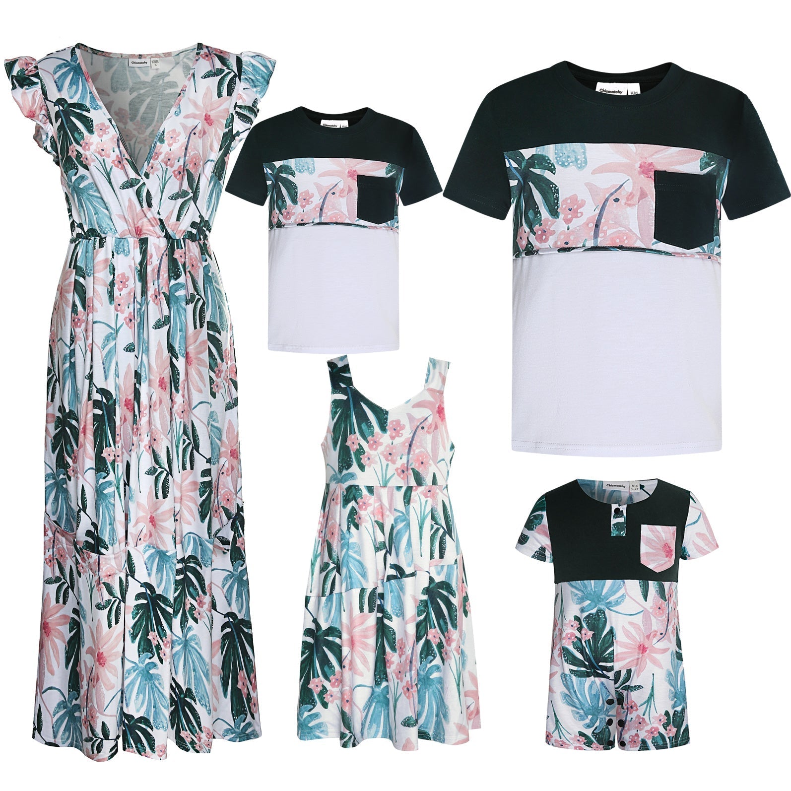 Sale！Allover Floral Print Family Mtching Dresses & Tshirts