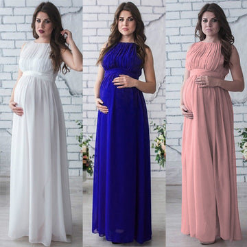 Maternity Sleeveless Chiffon Long Dress for Photoshoot