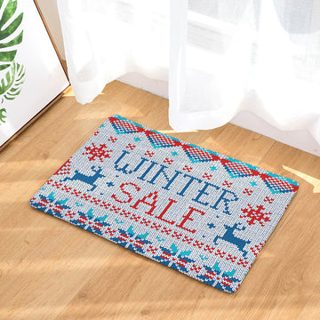 Christmas Elk Snowman Snowman Snowflake Letter Color Combination Digital Printing Flannel Doormat Floor Mat Kitchen Bathroom Carpet D2881