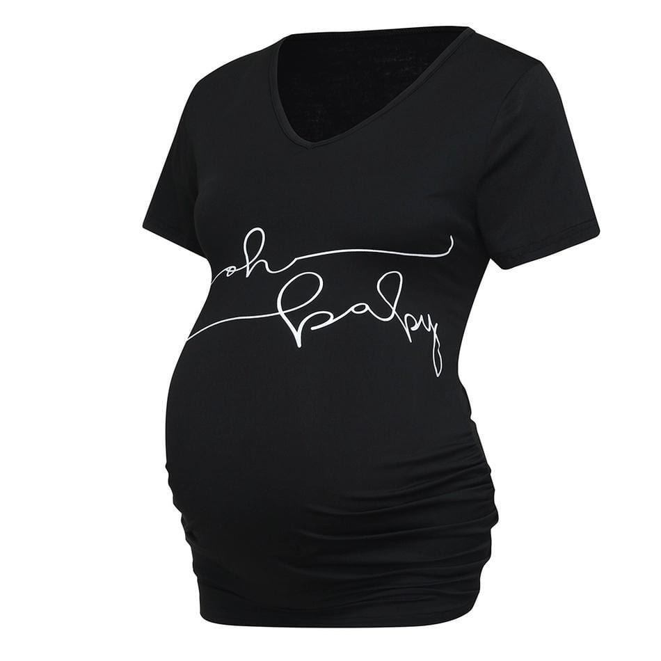 Casual Letter Print Short-sleeve Maternity Tee