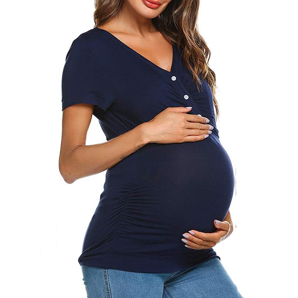 Casual Solid Short-sleeve Maternity Top