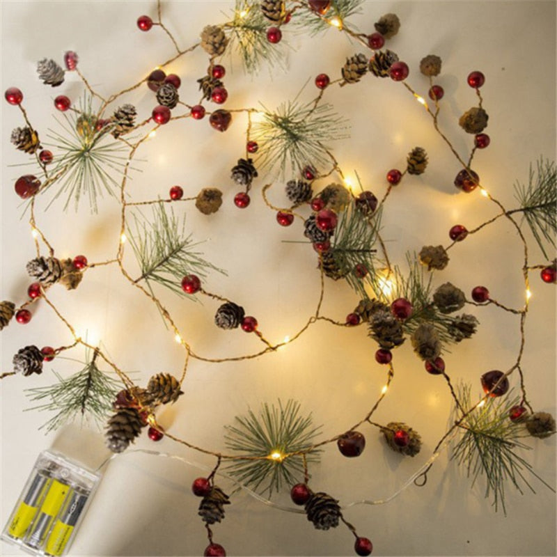 Christmas Decorations for Home Copper Wire Pine Cone Led Light 2m LED
