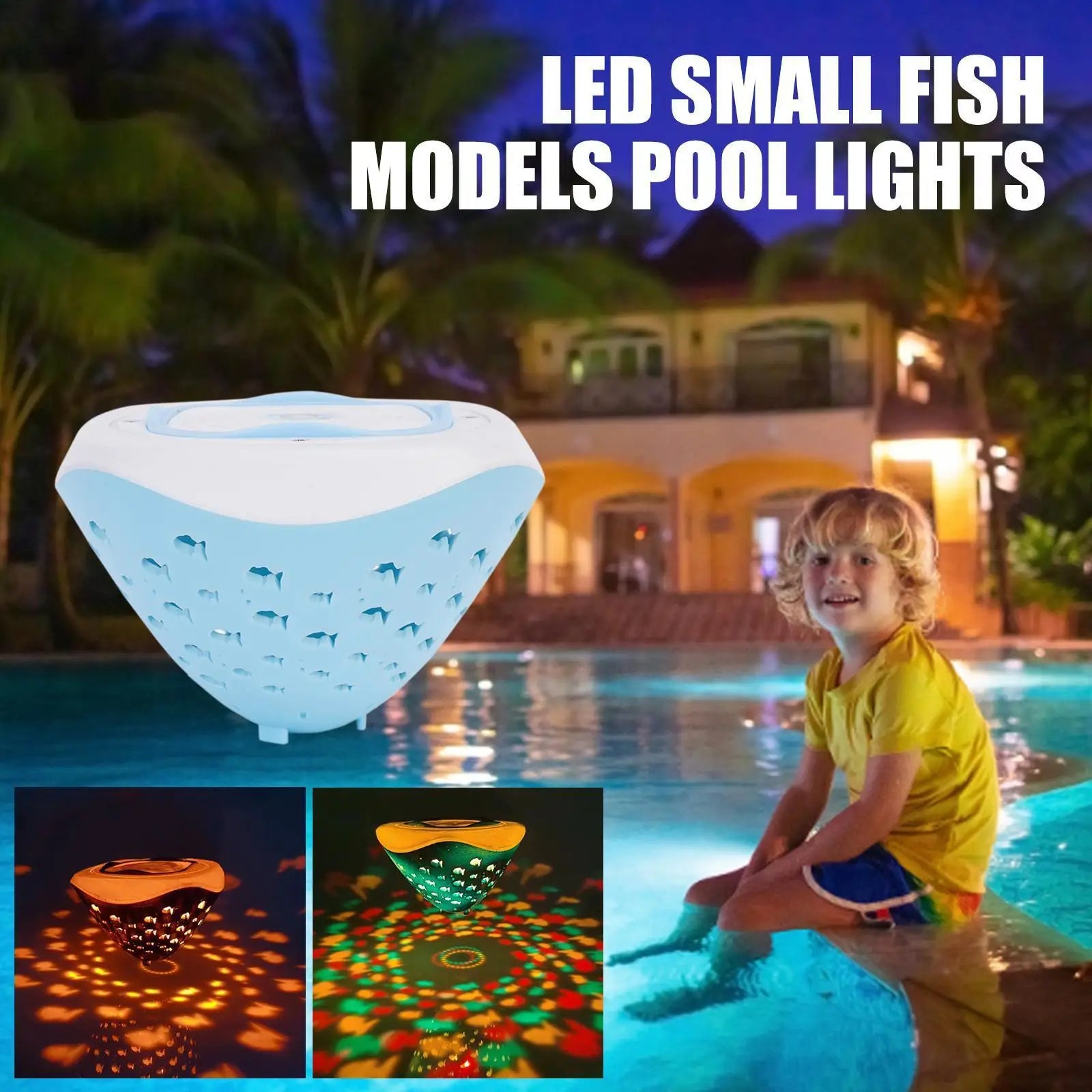 Colorful Fish Pattern Battery Operated Waterproo Pool Light