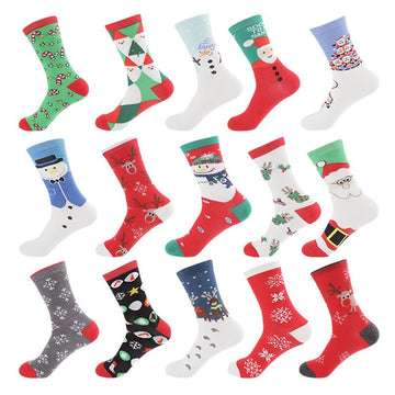 Colorful Women Cotton Funny Christmas Socks Snowflake Winter Santa Claus Snow Elk Gift 1PCS