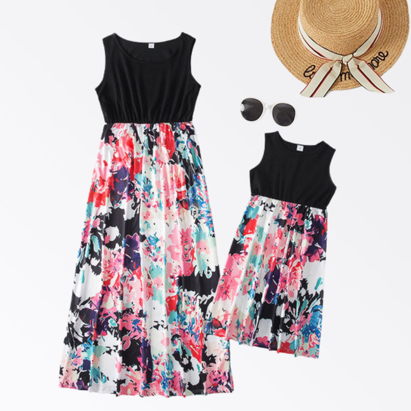 Mom and Daughter Floral Print Sweet Dress