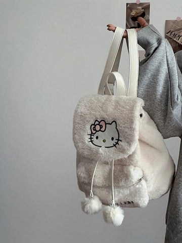 Sanrio Fluffy Backpack Double Strap Shoulder Bag Purse