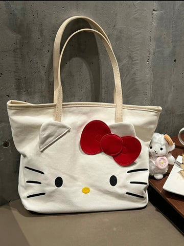 Hello Kitty Tote Bag Shopping Bag Gym Bag Cat Lunch Bag White