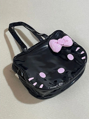 Sanrio One shoulder bow PU leather High Capacity Retro Classic Cartoon tote bag