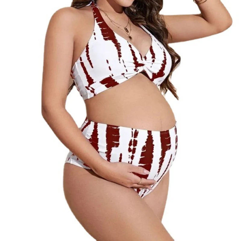 Print Perfection Maternity Bikini Set High Waist Two Piece Swimsuit